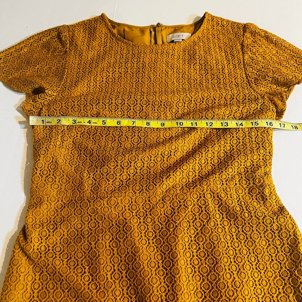 Ann Taylor Loft Lace Short Sleeve Dress Size S Small Mustard Yellow - Picture 5 of 7